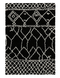 Scandi Contrast Black & White Retro Plush Shag Rug - Image 2