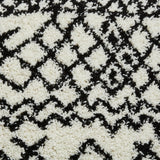 Scandi Diamond White & Black Retro Plush Shag Rug - Image 2
