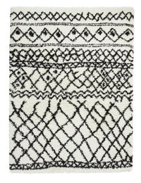Scandi Diamond White & Black Retro Plush Shag Rug - Image 4
