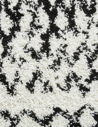 Scandi Lattice White & Black Retro Plush Shag Rug - Image 2
