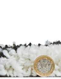 Scandi Lattice White & Black Retro Plush Shag Rug - Image 3