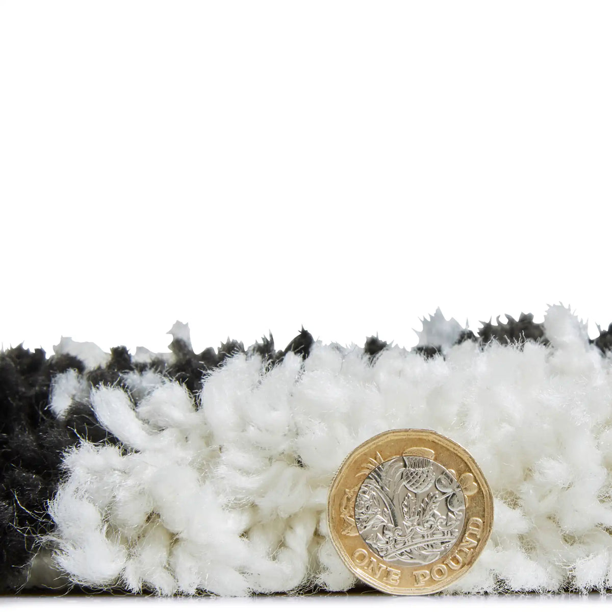 Scandi Lattice White & Black Retro Plush Shag Rug - Image 3