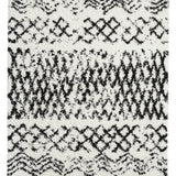 Scandi Lattice White & Black Retro Plush Shag Rug - Image 4