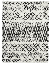 Scandi Lattice White & Black Retro Plush Shag Rug - Image 4