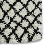 Scandi Linear White & Black Retro Plush Shag Rug - Image 2