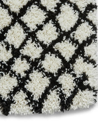 Scandi Linear White & Black Retro Plush Shag Rug - Image 2