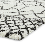 Scandi Linear White & Black Retro Plush Shag Rug - Image 3