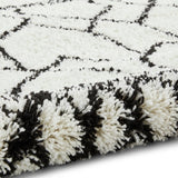 Scandi Linear White & Black Retro Plush Shag Rug - Image 4