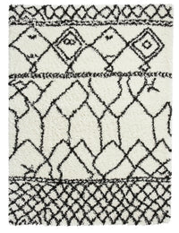 Scandi Linear White & Black Retro Plush Shag Rug - Image 5