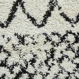 Scandi Trellis White & Black Retro Plush Shag Rug - Image 2