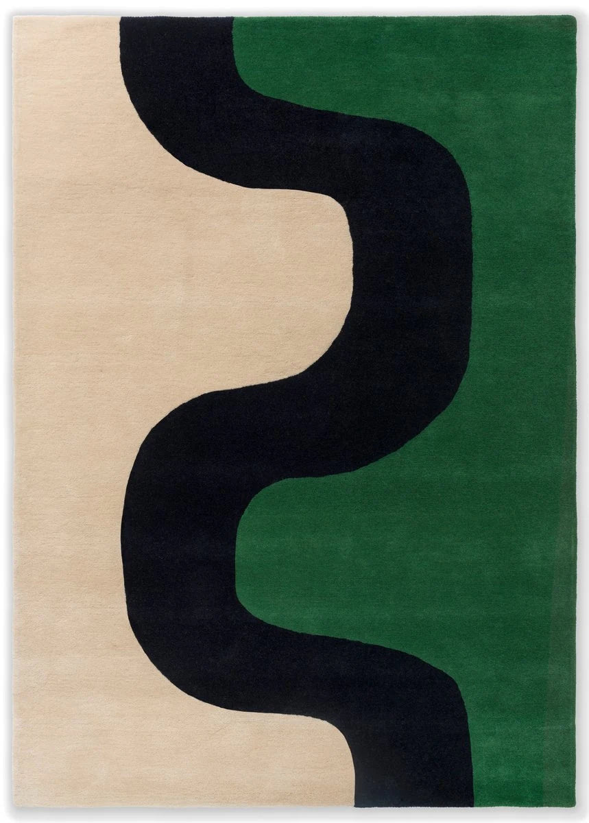 Seireeni Green Abstract Hand-Tufted Wool Rug - Image 2