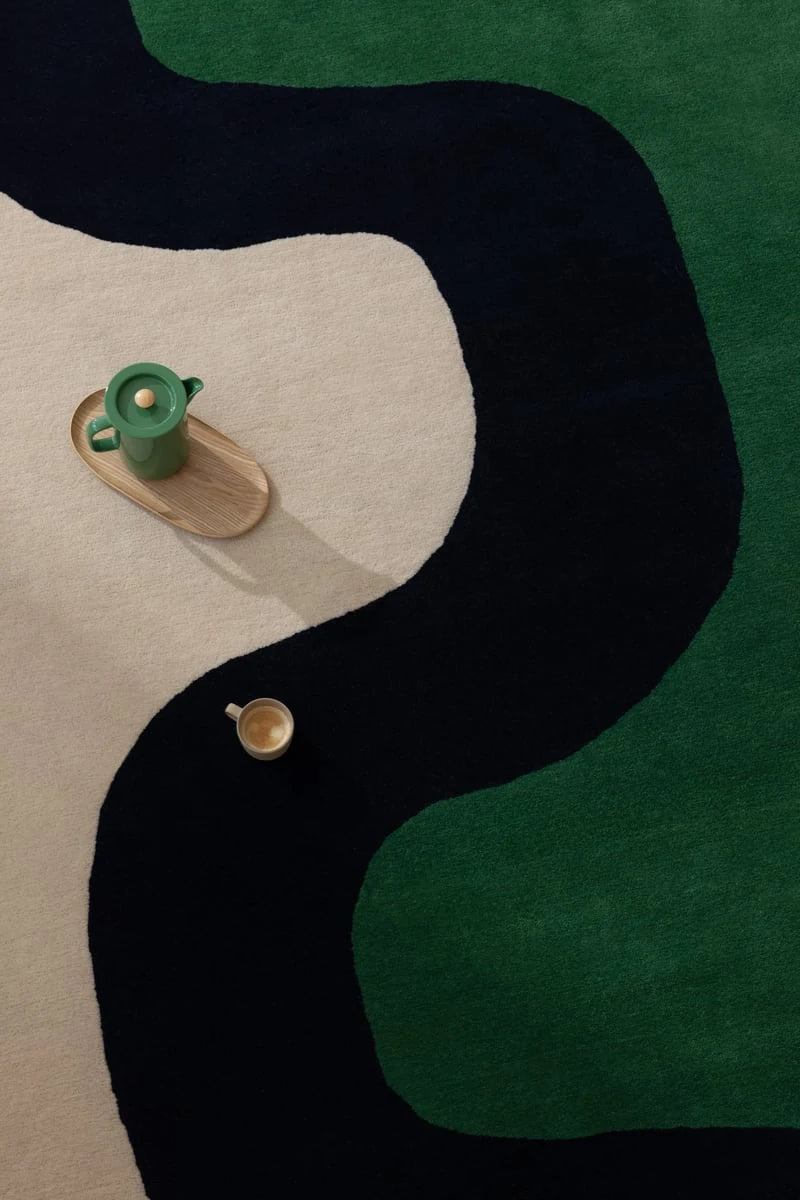 Seireeni Green Abstract Hand-Tufted Wool Rug - Image 3