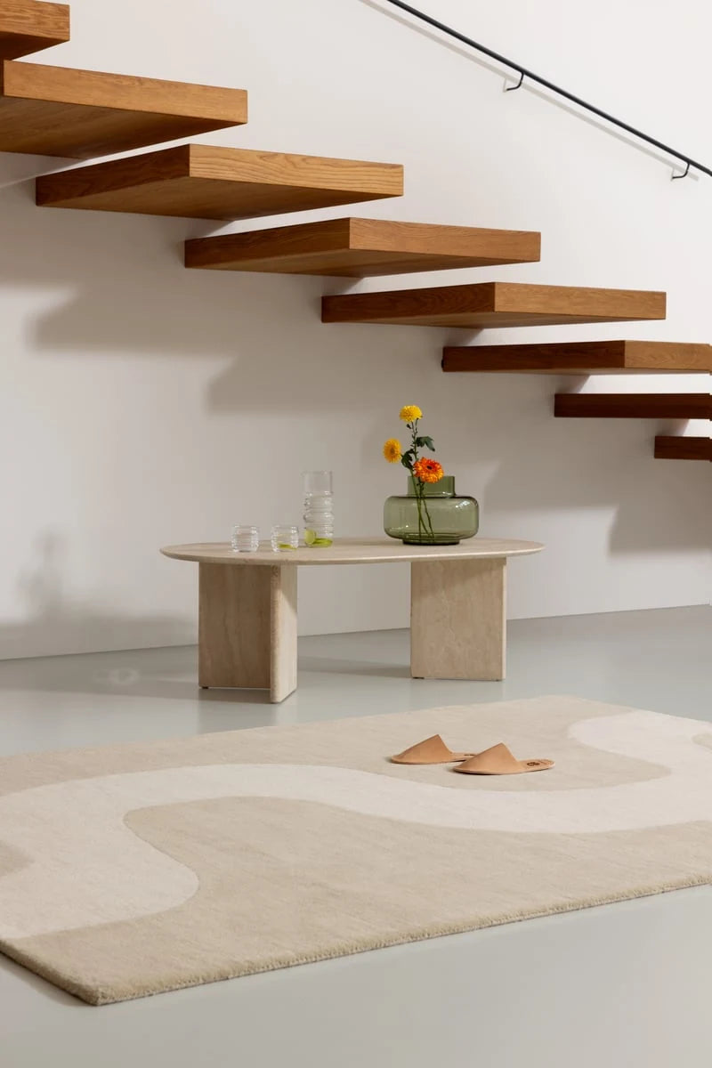 Seireeni Warm Beige Abstract Hand-Tufted Wool Rug - Image 1