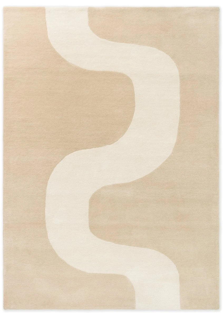 Seireeni Warm Beige Abstract Hand-Tufted Wool Rug - Image 2