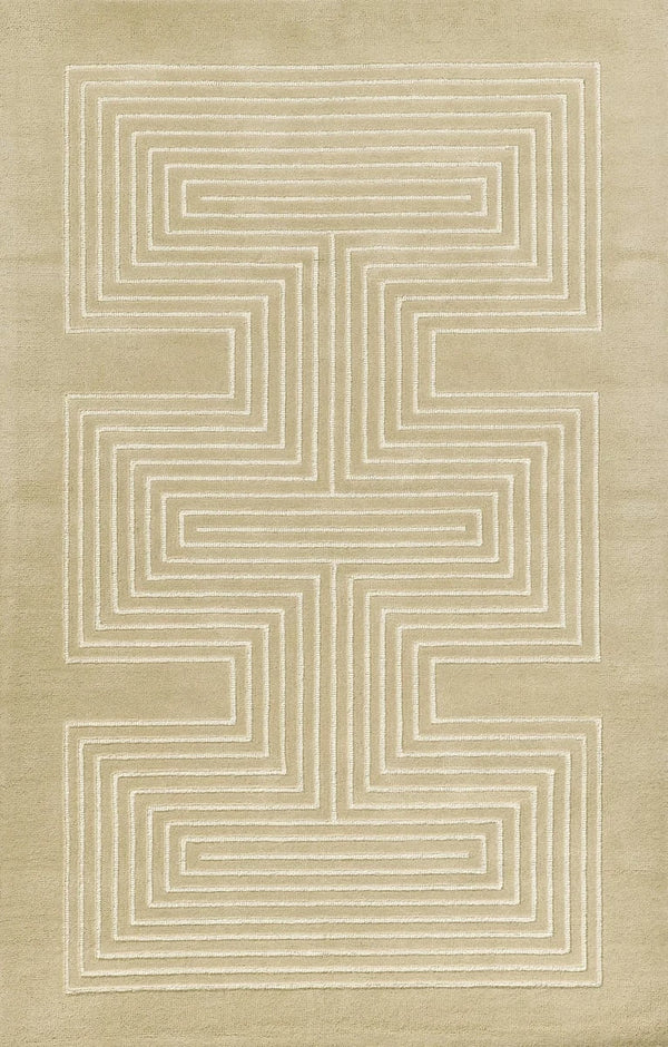 Simbus Beige Geometric Hand-Tufted Wool Rug - Image 1