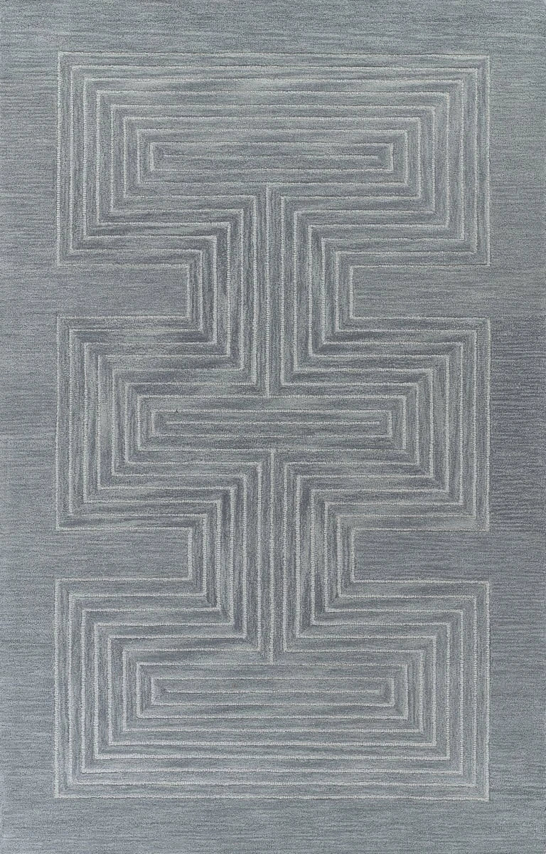 Simbus Blue Geometric Hand-Tufted Wool Rug - Image 1