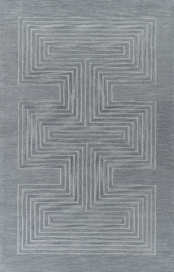 Simbus Blue Geometric Hand-Tufted Wool Rug - Image 1