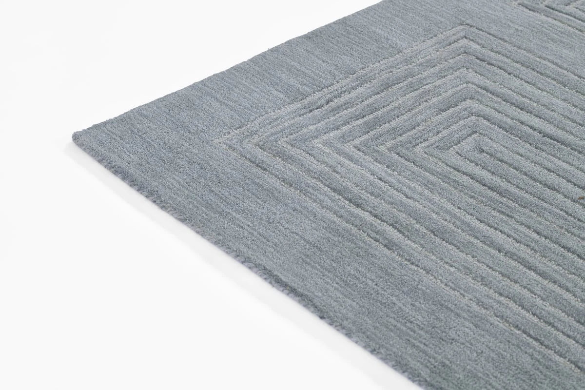 Simbus Blue Geometric Hand-Tufted Wool Rug - Image 2