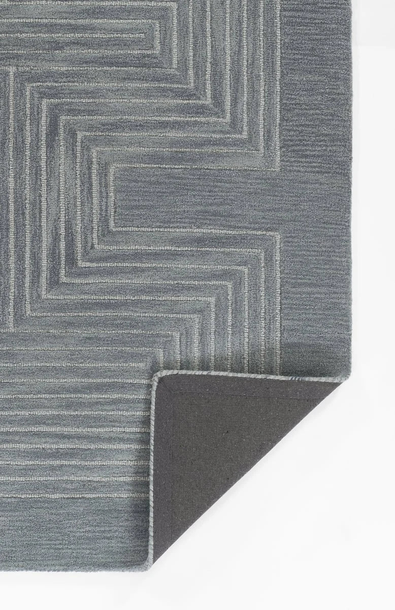 Simbus Blue Geometric Hand-Tufted Wool Rug - Image 4