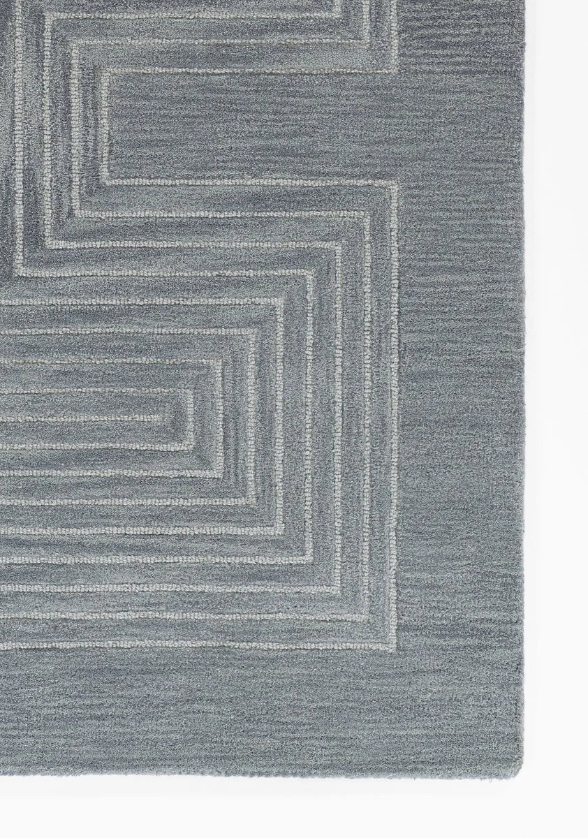 Simbus Blue Geometric Hand-Tufted Wool Rug - Image 5
