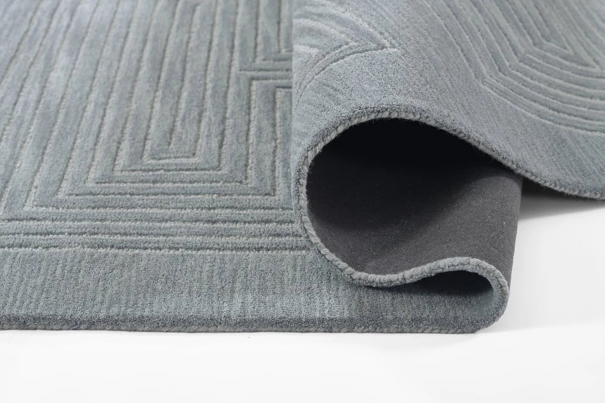 Simbus Blue Geometric Hand-Tufted Wool Rug - Image 7