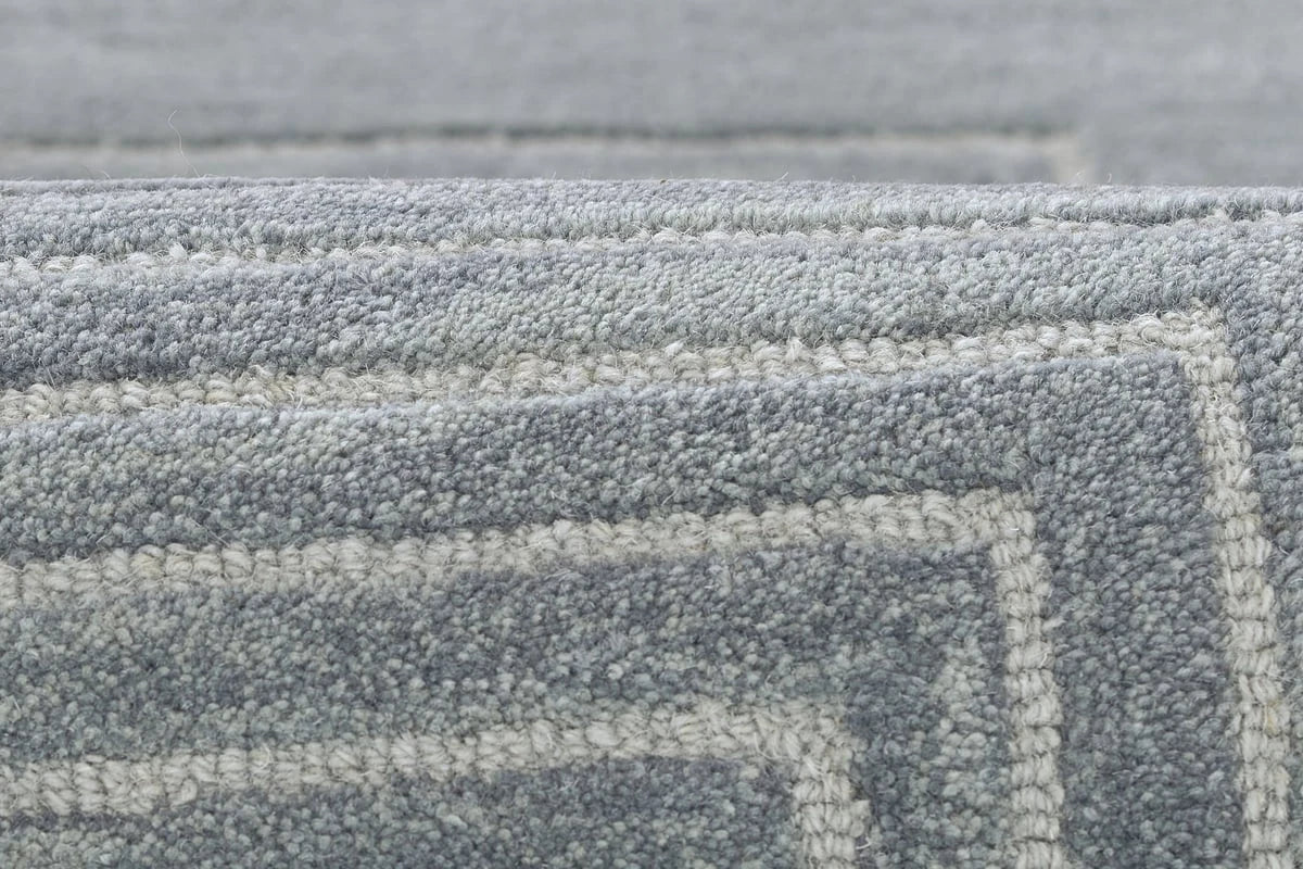 Simbus Blue Geometric Hand-Tufted Wool Rug - Image 8