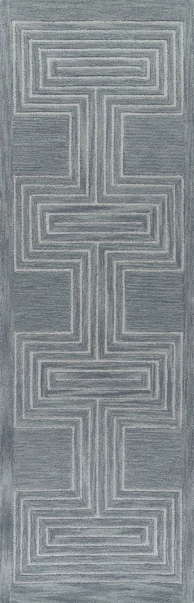 Simbus Blue Geometric Hand-Tufted Wool Rug - Image 9