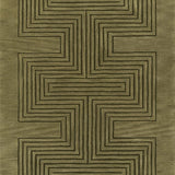 Simbus Green Geometric Hand-Tufted Wool Rug - Image 1