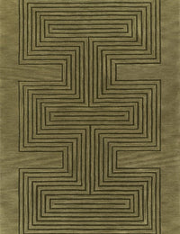 Simbus Green Geometric Hand-Tufted Wool Rug - Image 1