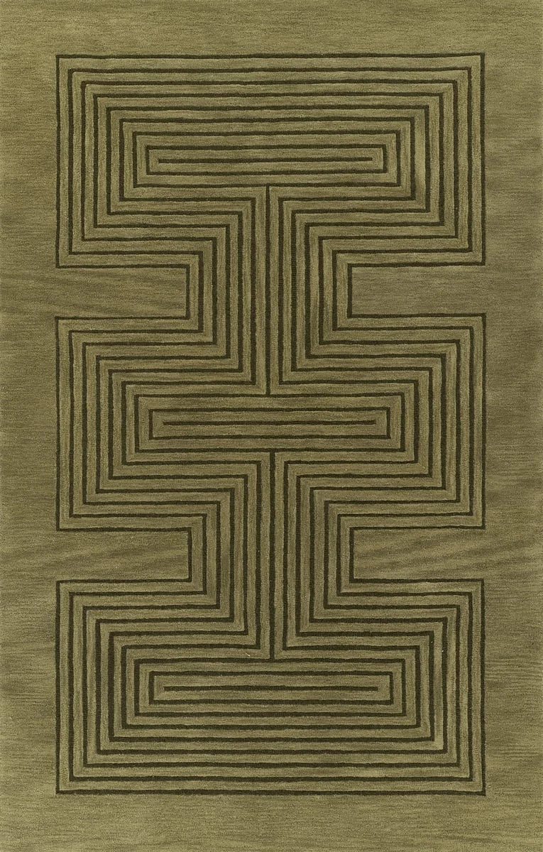 Simbus Green Geometric Hand-Tufted Wool Rug - Image 1