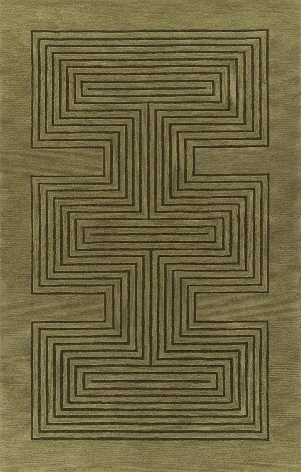 Simbus Green Geometric Hand-Tufted Wool Rug - Image 1