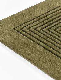 Simbus Green Geometric Hand-Tufted Wool Rug - Image 2
