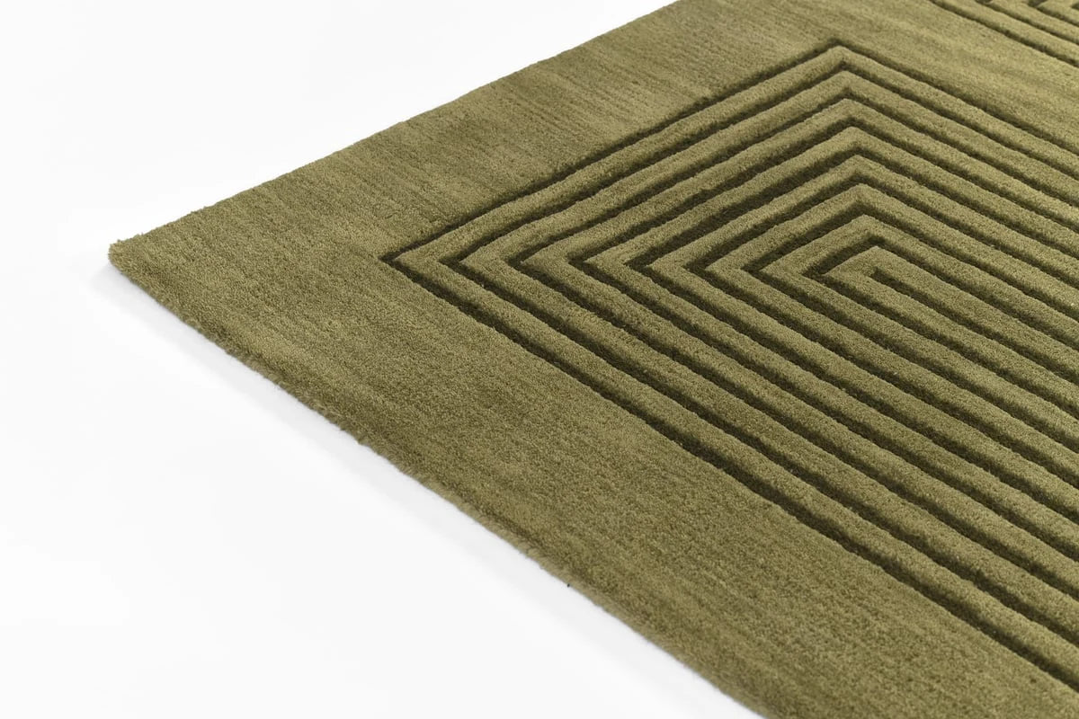 Simbus Green Geometric Hand-Tufted Wool Rug - Image 2