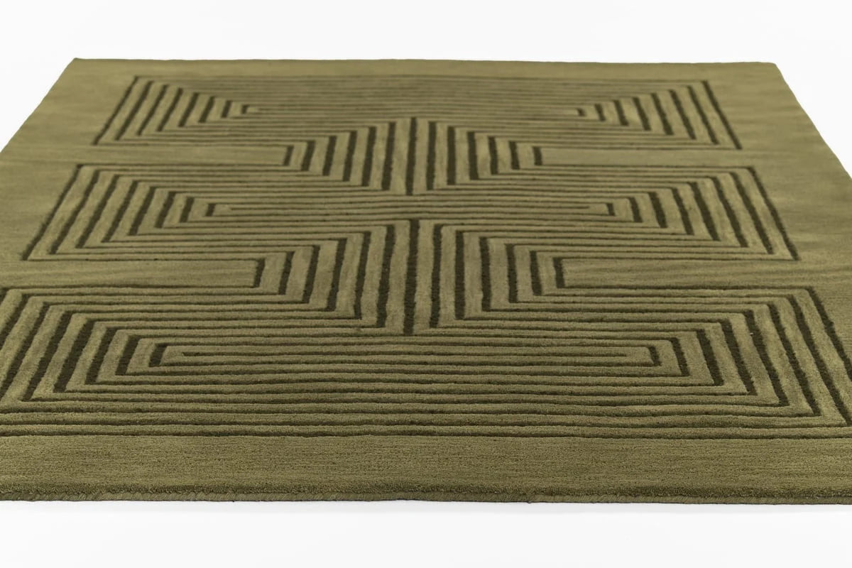 Simbus Green Geometric Hand-Tufted Wool Rug - Image 3