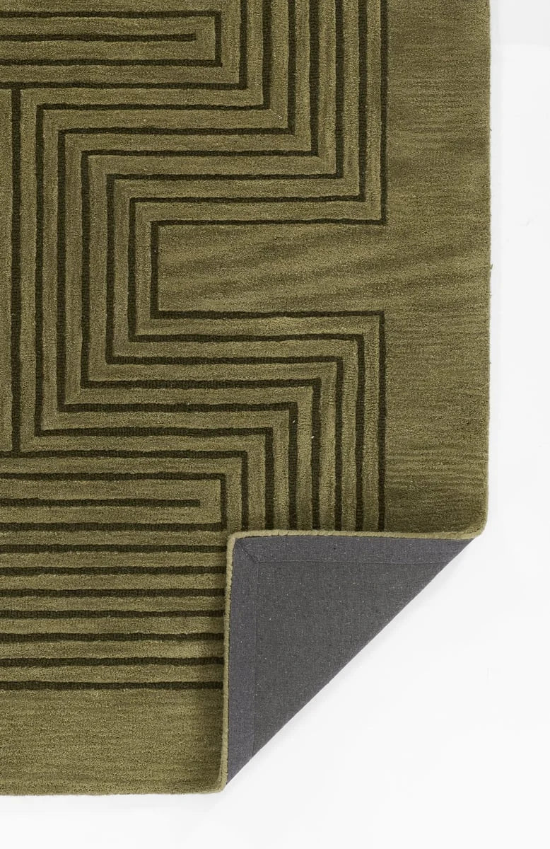 Simbus Green Geometric Hand-Tufted Wool Rug - Image 4