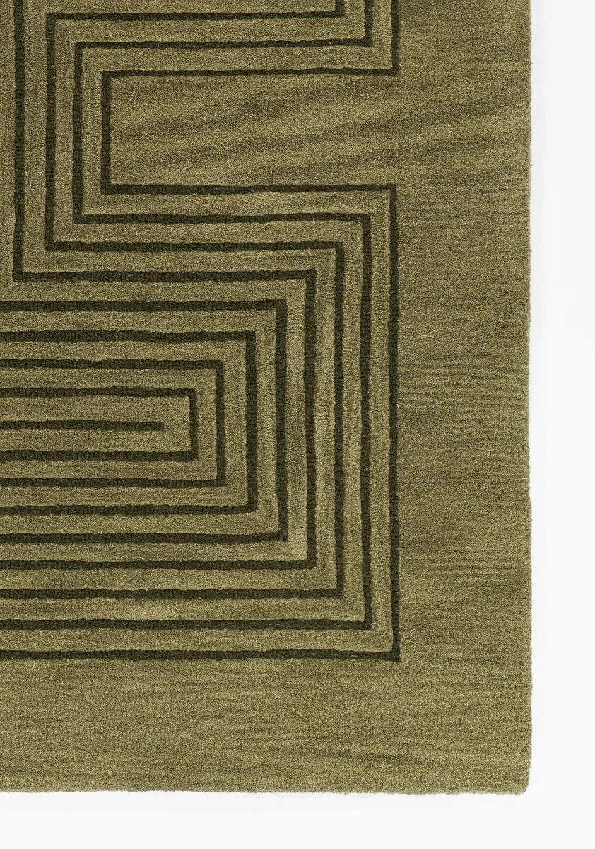 Simbus Green Geometric Hand-Tufted Wool Rug - Image 5