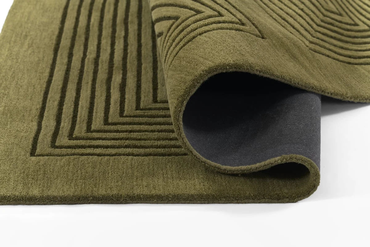 Simbus Green Geometric Hand-Tufted Wool Rug - Image 7