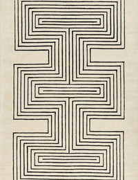 Simbus White Geometric Hand-Tufted Wool Rug - Image 1