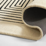 Simbus White Geometric Hand-Tufted Wool Rug - Image 2