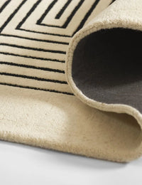 Simbus White Geometric Hand-Tufted Wool Rug - Image 2
