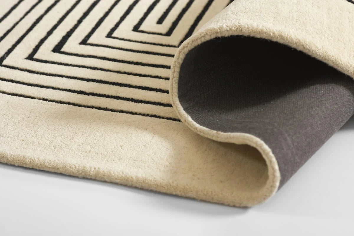Simbus White Geometric Hand-Tufted Wool Rug - Image 2