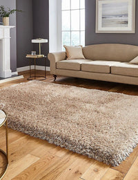 Skin Beige Solid Plush Shag Rug - Image 1