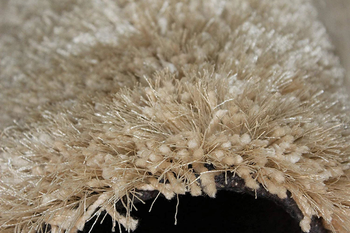 Skin Beige Solid Plush Shag Rug - Image 4