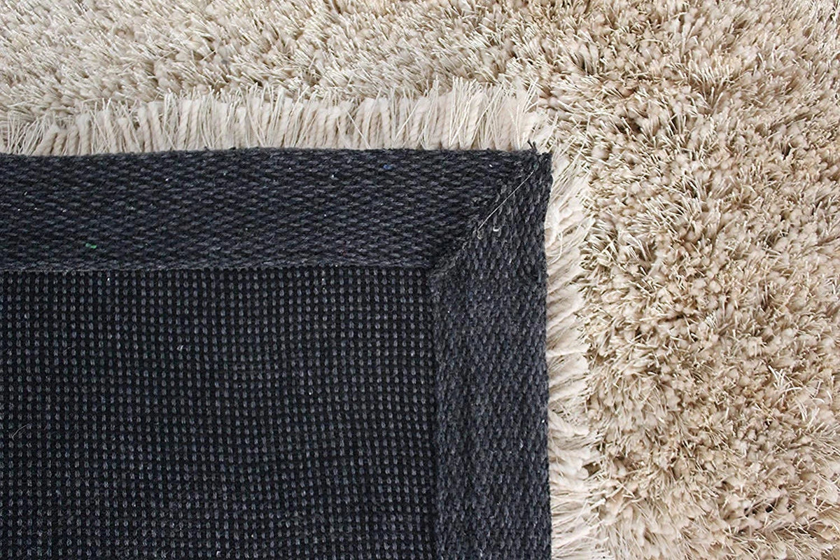 Skin Beige Solid Plush Shag Rug - Image 5