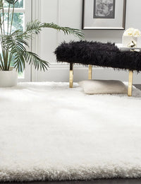 Snow White Solid Plush Shag Rug - Image 1