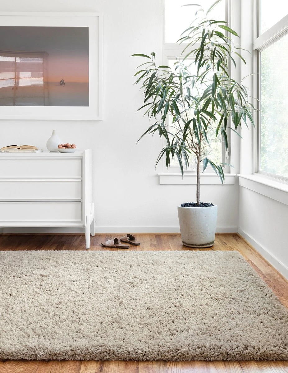 Space Grey Solid Plush Shag Rug - Image 1