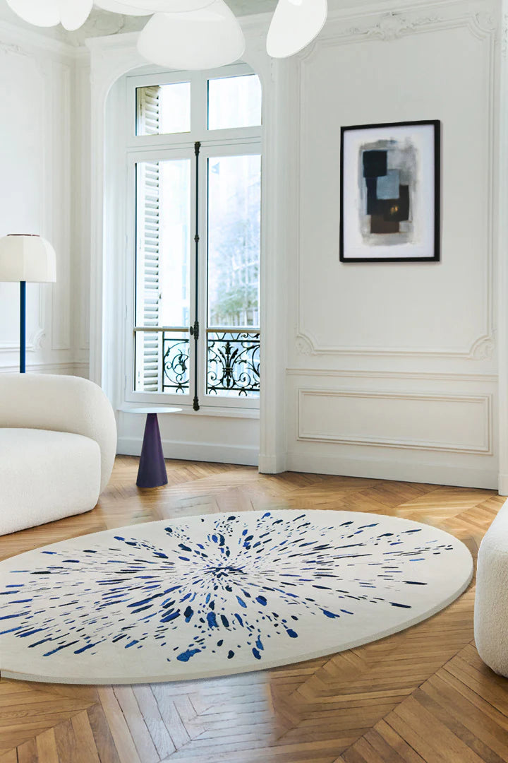 Splatter Oval Hand-Tufted Wool Rug Oval Rug - Image 1