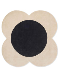 Spot Ecru Black Irregular Hand-Tufted Wool Rug - Image 1
