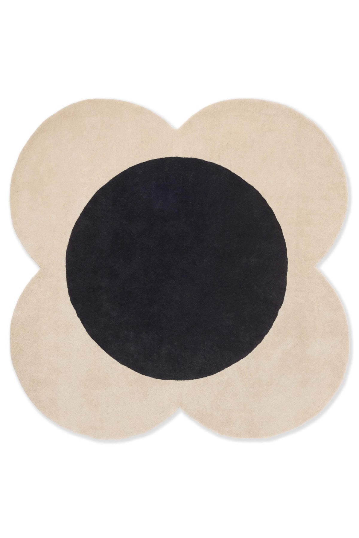 Spot Ecru Black Irregular Hand-Tufted Wool Rug - Image 1