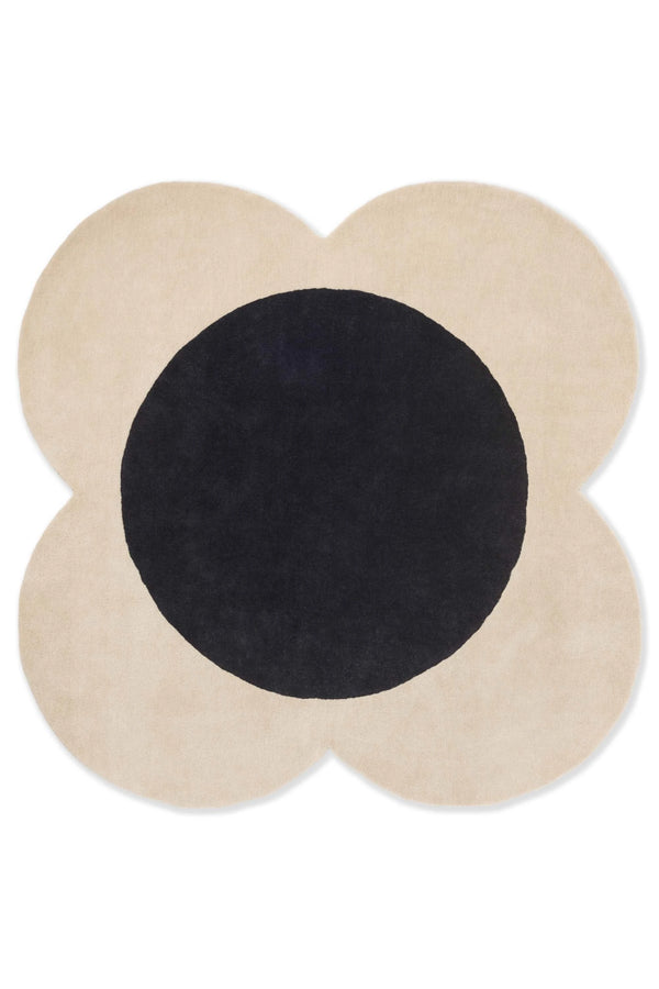 Spot Ecru Black Irregular Hand-Tufted Wool Rug - Image 1
